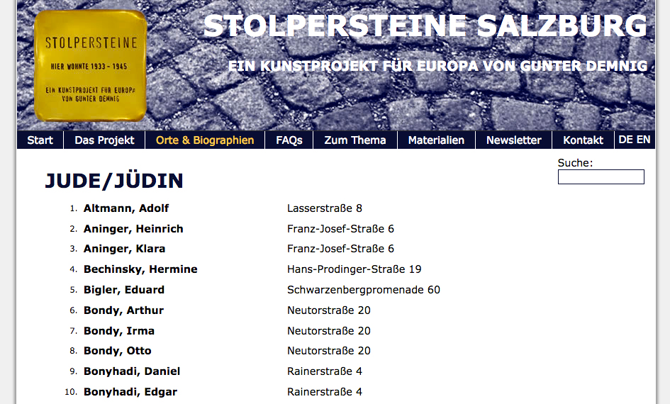 screenshot www.stolpersteine-salzburg.at